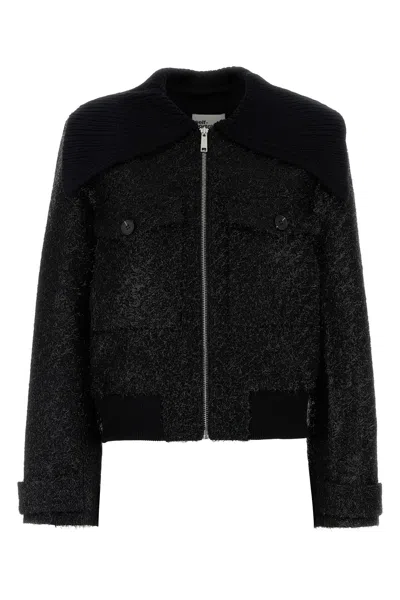 SELF-PORTRAIT BLACK POLYESTER BLEND BOMBER JACKET