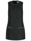 Self-portrait Sleeveless Black Midi Dress With Beadwork And Patch Pockets In Black