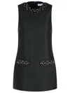 Self-portrait Sleeveless Black Midi Dress With Beadwork And Patch Pockets In Black