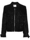 Self-portrait Black Polyester Blend Bomber Jacket In Black