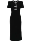 SELF-PORTRAIT BLACK RHINESTONE-EMBELLISHMENT MIDI DRESS