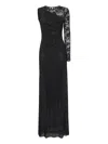 Self-portrait Self Portrait Women Black Rhinestone Mesh And Lace Maxi Dress