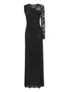 Shop Self-portrait Black Rhinestone Mesh And Lace Maxi Dress