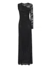 Self-portrait Self Portrait Women Black Rhinestone Mesh And Lace Maxi Dress