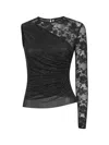 Self-portrait Self Portrait Women Black Rhinestone Mesh And Lace Top In Black