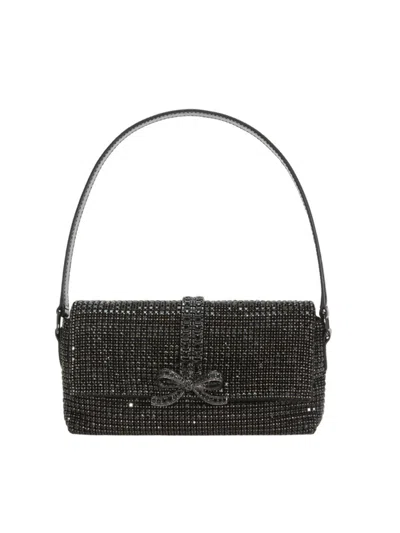 SELF-PORTRAIT BLACK RHINESTONE MESH BAGUETTE BAG