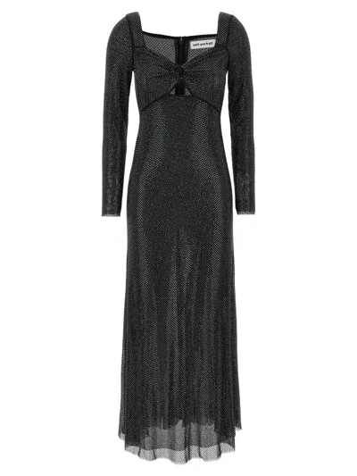 Self-portrait Self Portrait Maxi Dress In Rhinestone-embellished Mesh In Black