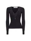 Self-portrait Black Ribbed Knit Lace Trim Top In Black