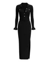 Self-portrait Black Ribbed Knit Maxi Dress In Black
