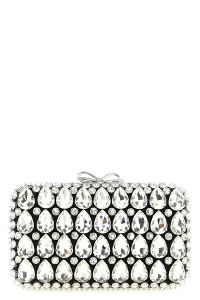 Self-portrait 'black Satin Crystal' Clutch