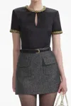 Self-portrait Embellished Satin Minidress In Black