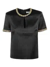 Self-portrait Embellished Satin Minidress In Black