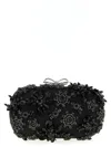 Self-portrait 'black Satin Floral Crystal' Clutch In Black
