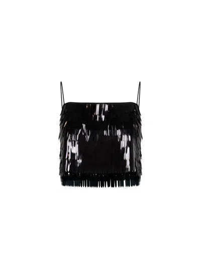 Self-portrait Sequin-embellished Top In Black
