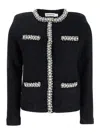Self-portrait Black Crewneck Sequin Cardigan In Black