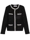 Self-portrait Black Cotton Wool Blend Sequin Jacket In Black