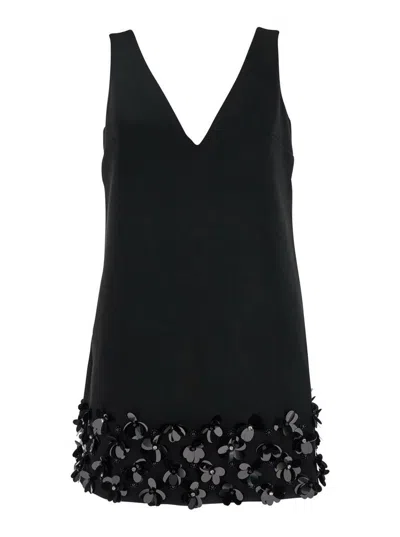 Self-portrait Black Sequin Mini Dress With V Neck