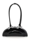 Self-portrait Black Leather Curved Shoulder Bag In Black