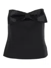 Self-portrait Black Sleeveless Top With Bandeau Neckline In Tech Fabric Woman In Black