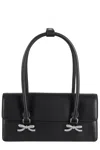 Self-portrait Rectangular Handbag With Silver Bow Embellishments In Black