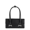 Self-portrait Black Leather Shoulder Bag With Crystal Bows In Black