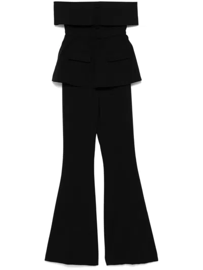 Self-portrait Black Strapless Jumpsuit By