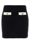 Self-portrait Ribbed Texture High-waisted Mini Length Skirt In Black