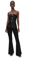 Self-portrait Black Taffeta Bandeau Jumpsuit Black In Black