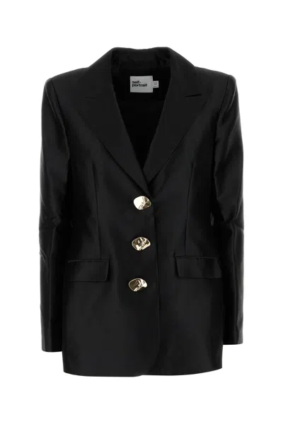 SELF-PORTRAIT SELF PORTRAIT BLACK TAFFETA BLAZER