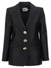 Self-portrait Taffeta Single-breasted Blazer In Black