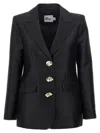 Self-portrait Taffeta Single-breasted Blazer In Black