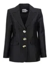 Self-portrait Taffeta Single-breasted Blazer In Black
