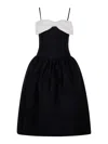 Self-portrait Taffeta Contrast-bow Midi Dress In Negro