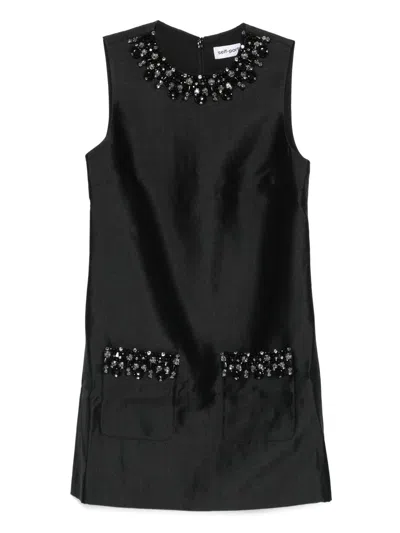 Self-portrait Black Taffeta Embellished Trim Mini Dress Clothing