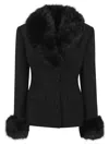 Self-portrait Black Tailored Boucle Fur Jacket In Black