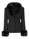 Self-portrait Black Tailored Boucle Fur Jacket Clothing In Black