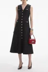 Self-portrait Tinsel Boucle Buttoned Midi Dress In Black