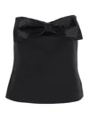 Self-portrait Black Sleeveless Top With Bandeau Neckline In Tech Fabric Woman In Black