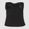 Self-portrait Black Sleeveless Top With Bandeau Neckline In Tech Fabric Woman