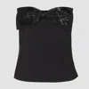 Self-portrait Black Sleeveless Top With Bandeau Neckline In Tech Fabric Woman In Black