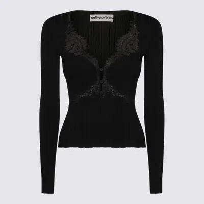 Self-portrait Black Top In Blue