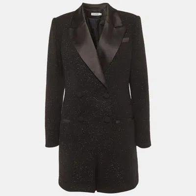Pre-owned Self-portrait Black Tweed Metallic Boucle Playsuit M
