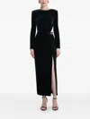 Self-portrait Black Velvet Embellished Midi Dress Clothing In Black