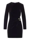 Self-portrait Twisted Waist Dress With Gold Detail In Black