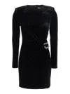 Self-portrait Twisted Waist Dress With Gold Detail In Black