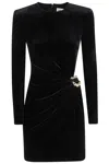 Self-portrait Black Velvet Embellished Mini Dress In Black