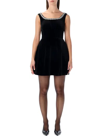 SELF-PORTRAIT SELF-PORTRAIT BLACK VELVET MINI DRESS