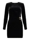 Self-portrait Black Velvet Mini Dress With Chain Detail Self Portrait In Black