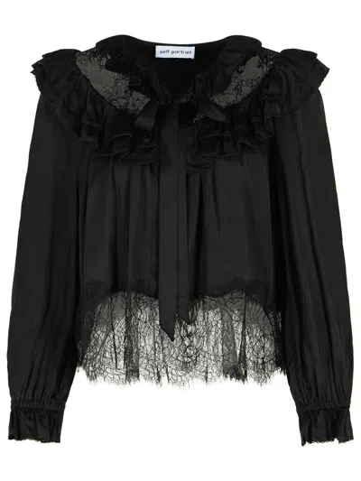 Self-portrait Black Viscose Blouse