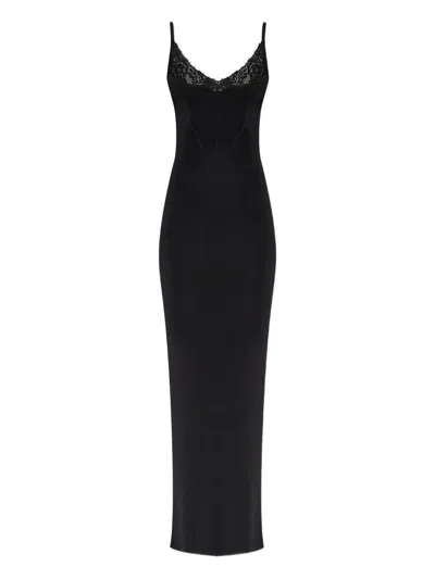 SELF-PORTRAIT SELF-PORTRAIT BLACK VISCOSE KNIT MAXI DRESS CLOTHING